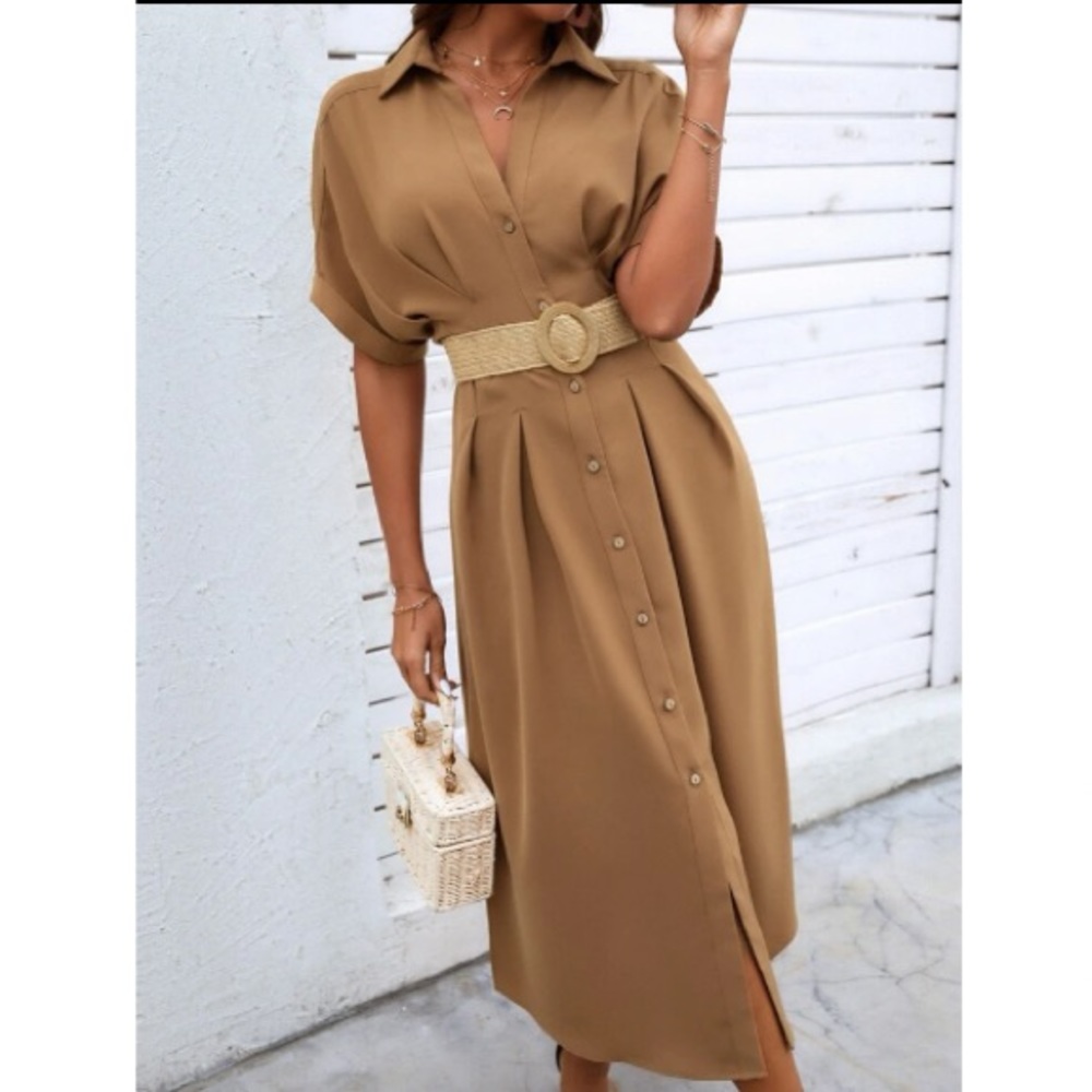Boho button up batwing sleeve dress - Picture 10 of 14